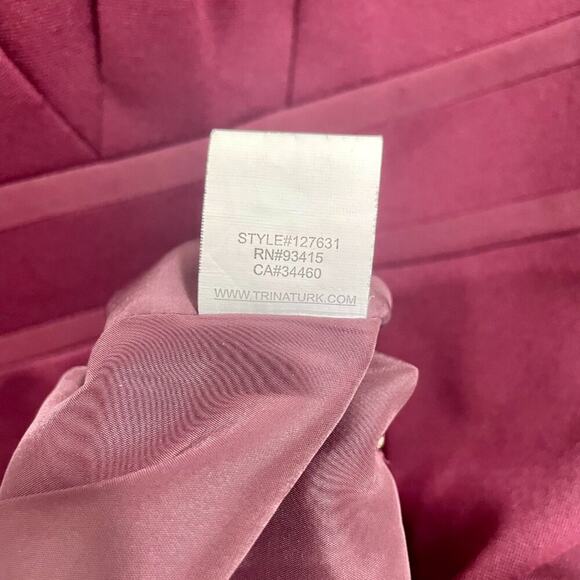 Trina Turk Fit & Flare Women's Dress Wine Pleated Short Cap Sleeve Zip Back 6/8 - Picture 6 of 11